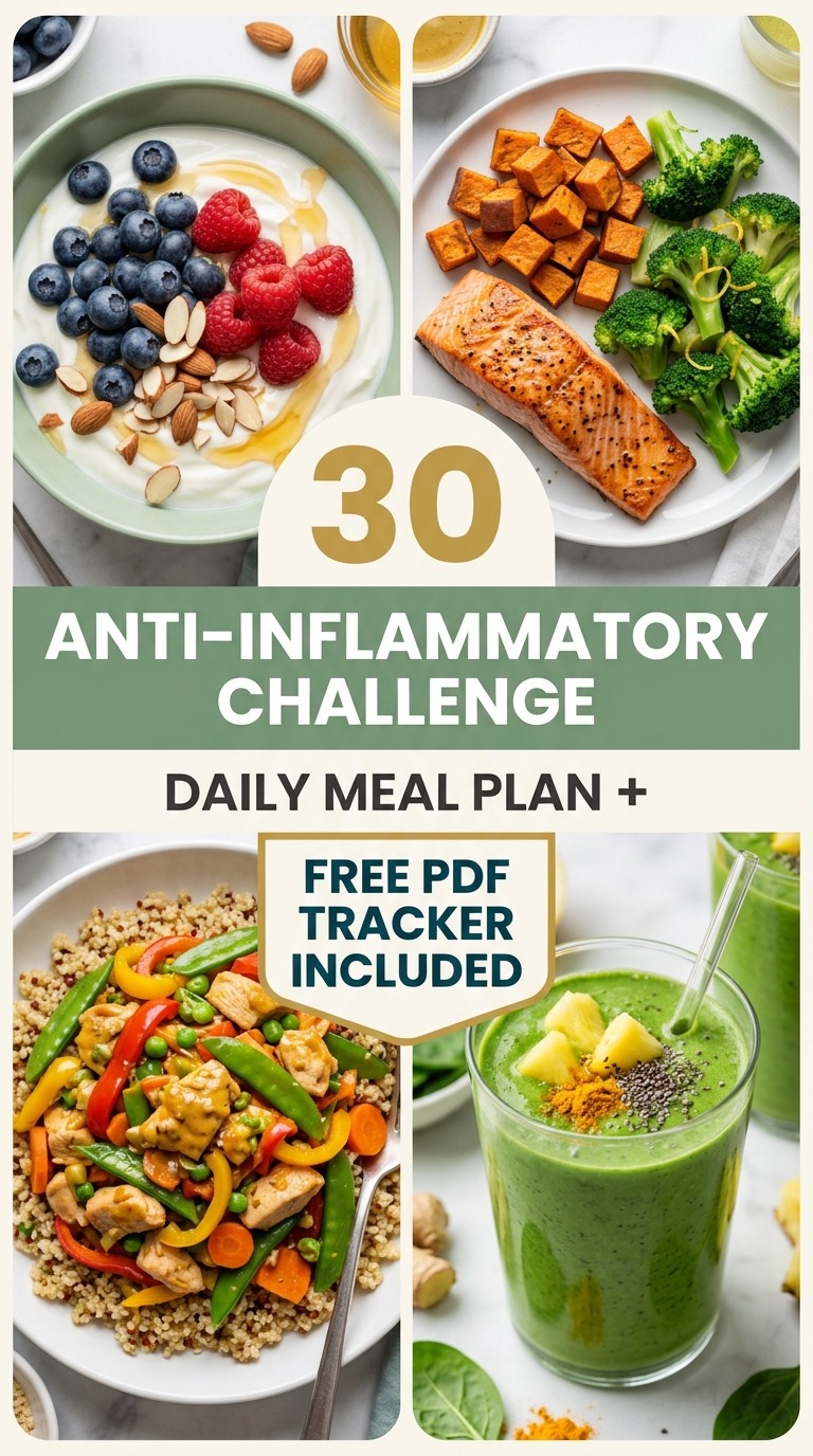 30-Day Anti-Inflammatory Challenge: Daily Meal Plan + Tracker (PDF)