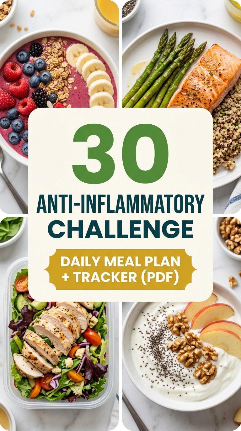30-Day Anti-Inflammatory Challenge: Daily Meal Plan + Tracker (PDF)